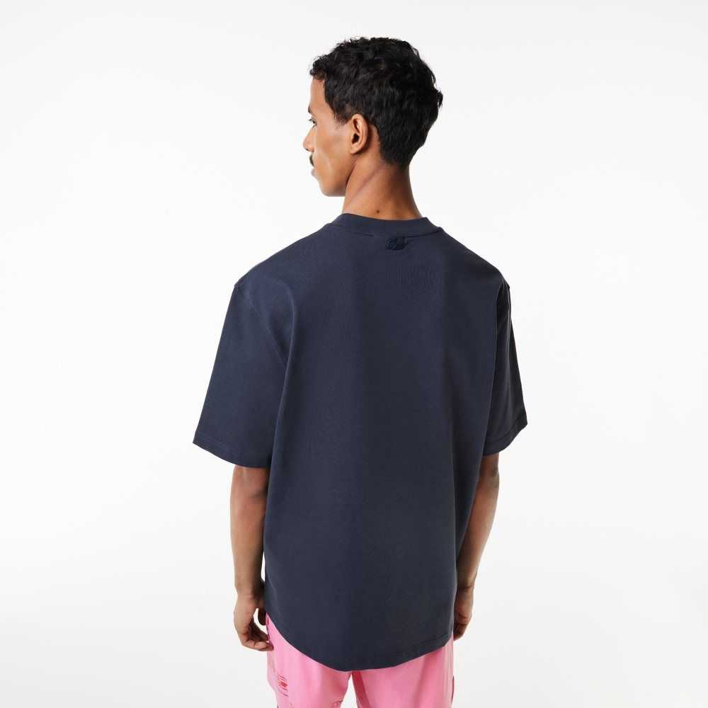 Lacoste Loose Fit Bomull Jersey Print Blå | 8902-AULHK