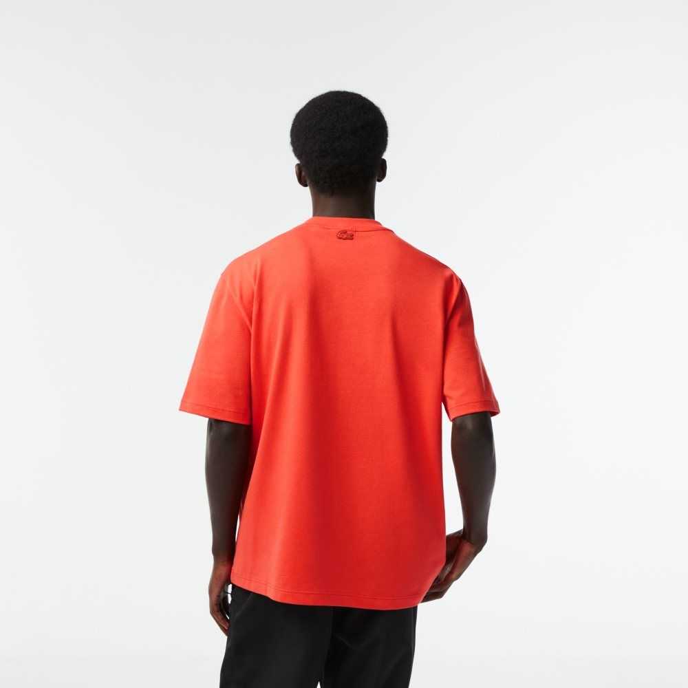 Lacoste Loose Fit Bomull Jersey Print Oransje | 2493-ARINM