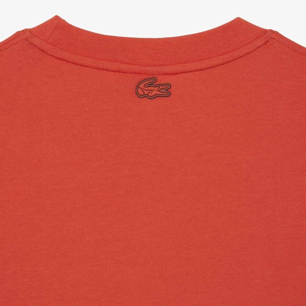 Lacoste Loose Fit Bomull Jersey Print Oransje | 2493-ARINM