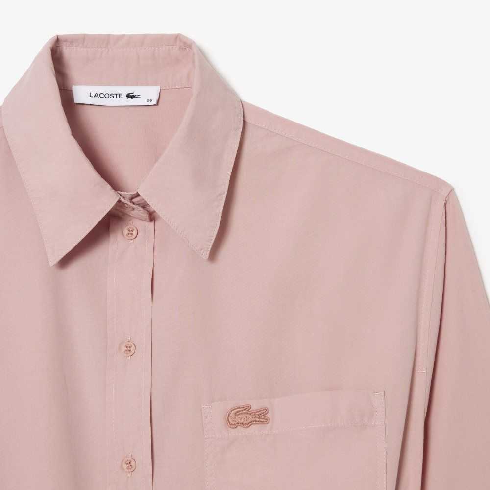 Lacoste Loose Fit Bomull Poplin Shirt Rosa | 7852-XNTJC