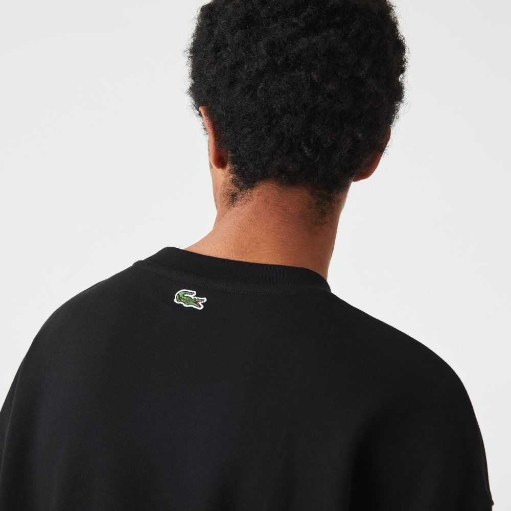 Lacoste Loose Fit Branded Monogram Print Svarte | 4307-KHLNY