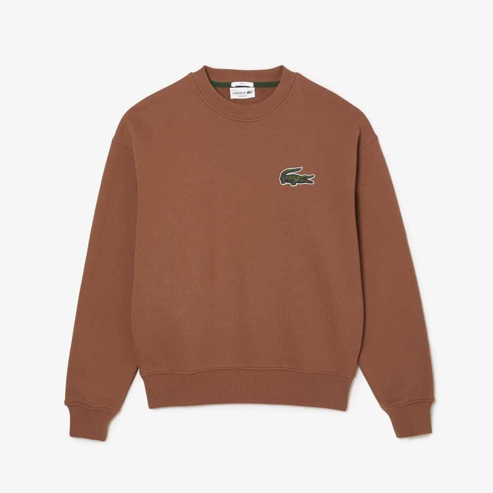 Lacoste Loose Fit Crocodile Badge Lyse Brune | 2045-JSGZM