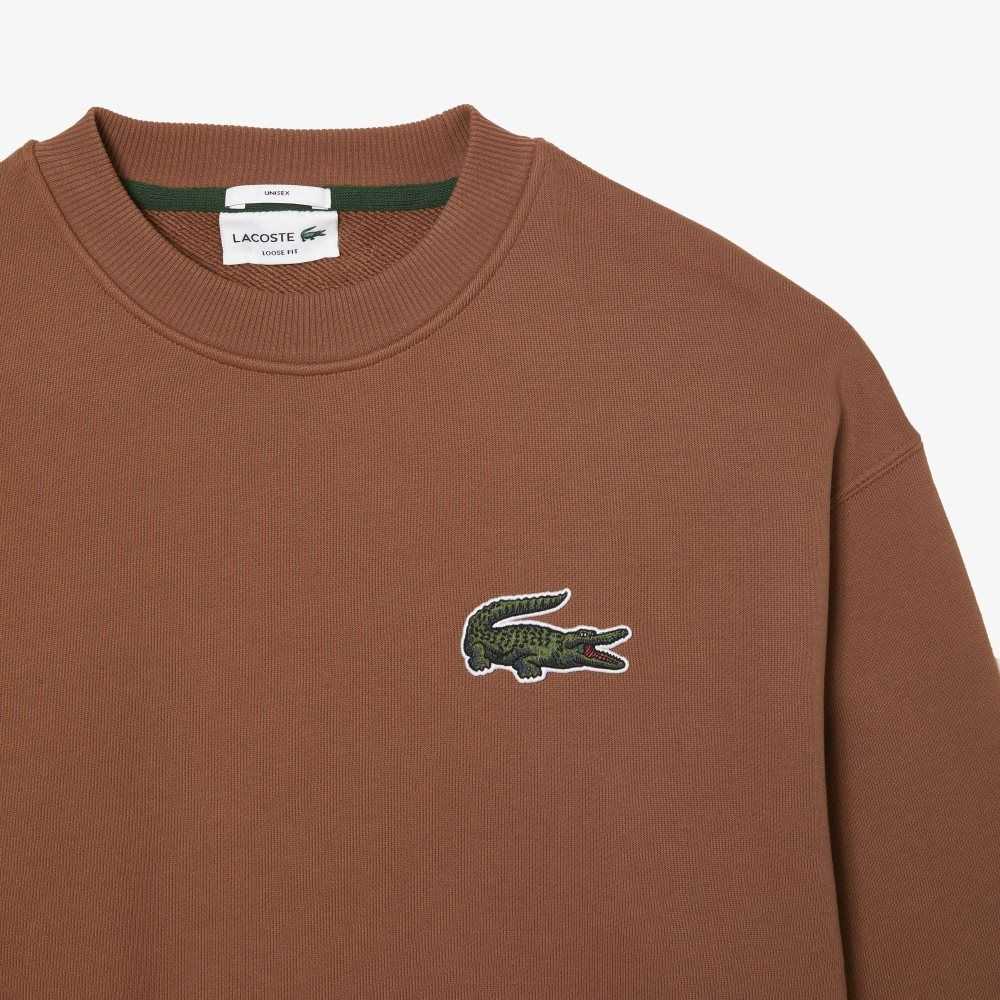 Lacoste Loose Fit Crocodile Badge Lyse Brune | 2045-JSGZM