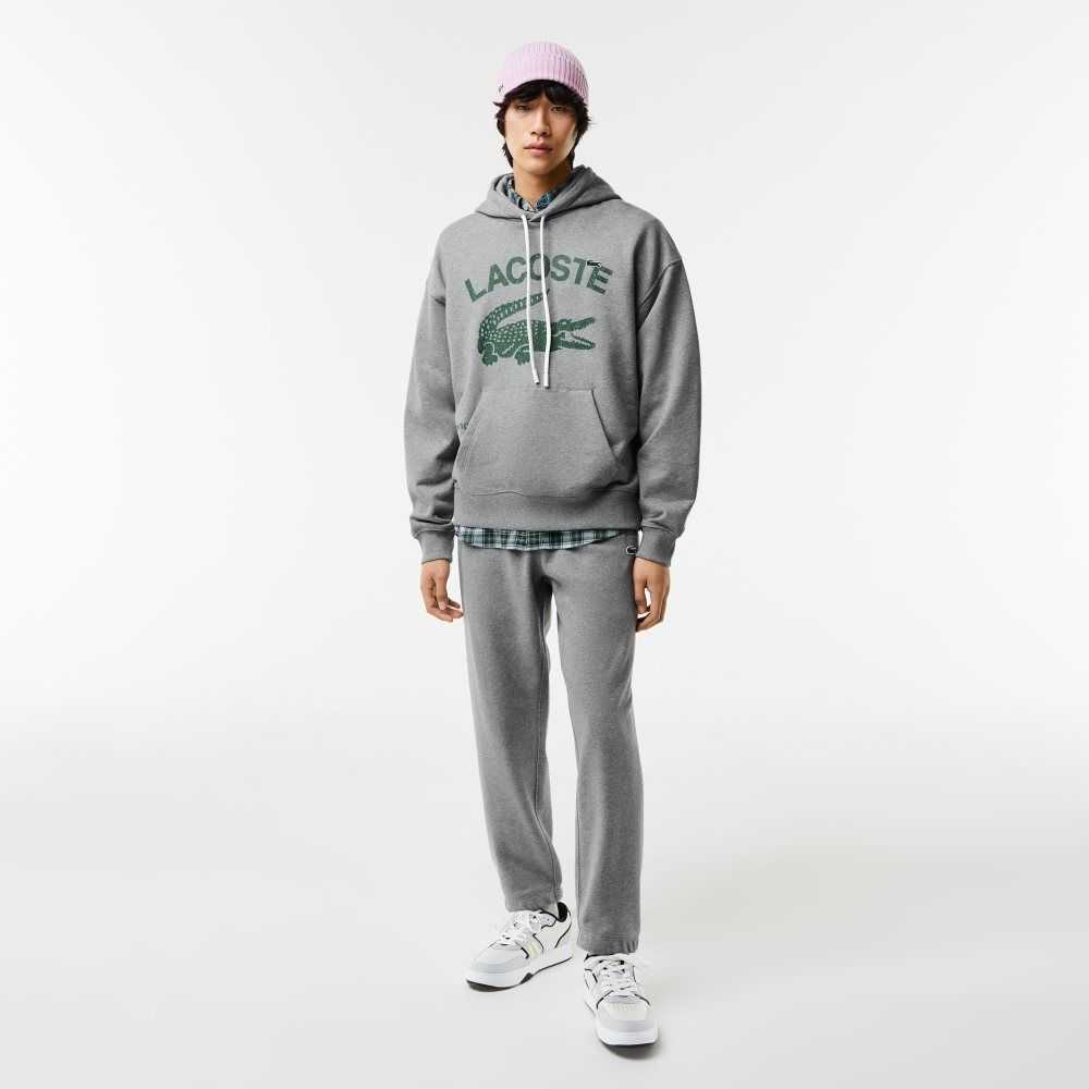 Lacoste Loose Fit Crocodile Hette Grå | 7485-IKGNT