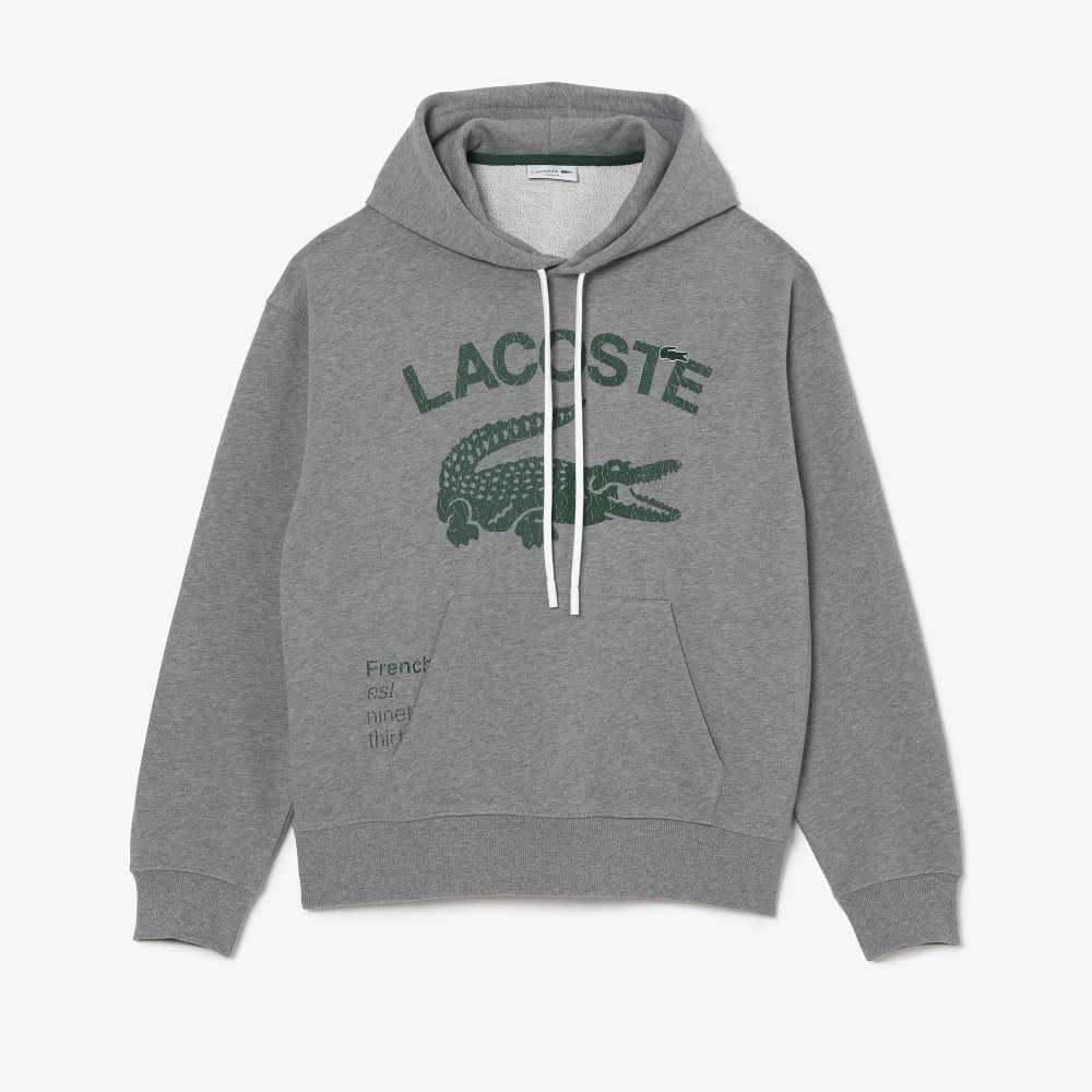 Lacoste Loose Fit Crocodile Hette Grå | 7485-IKGNT