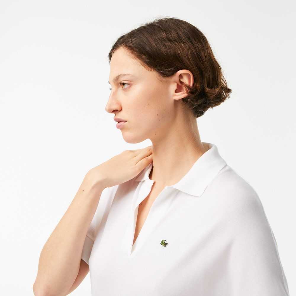 Lacoste Loose Fit Flowy Pique Hvite | 1593-HCKMP