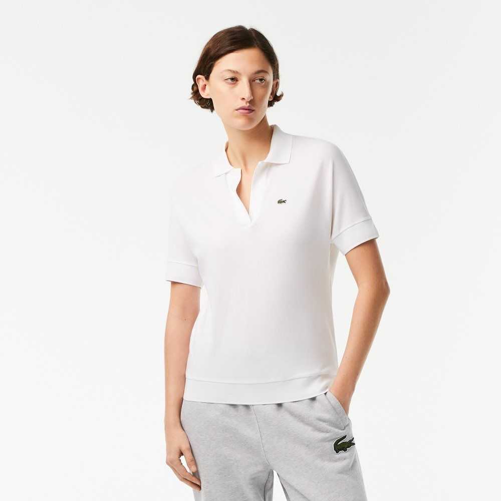 Lacoste Loose Fit Flowy Pique Hvite | 1593-HCKMP