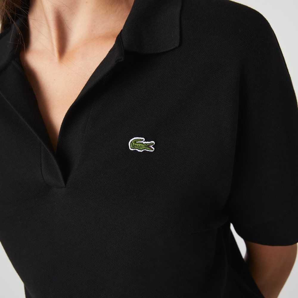 Lacoste Loose Fit Flowy Pique Svarte | 6912-VJKFI