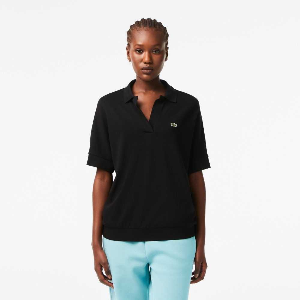 Lacoste Loose Fit Flowy Pique Svarte | 6912-VJKFI