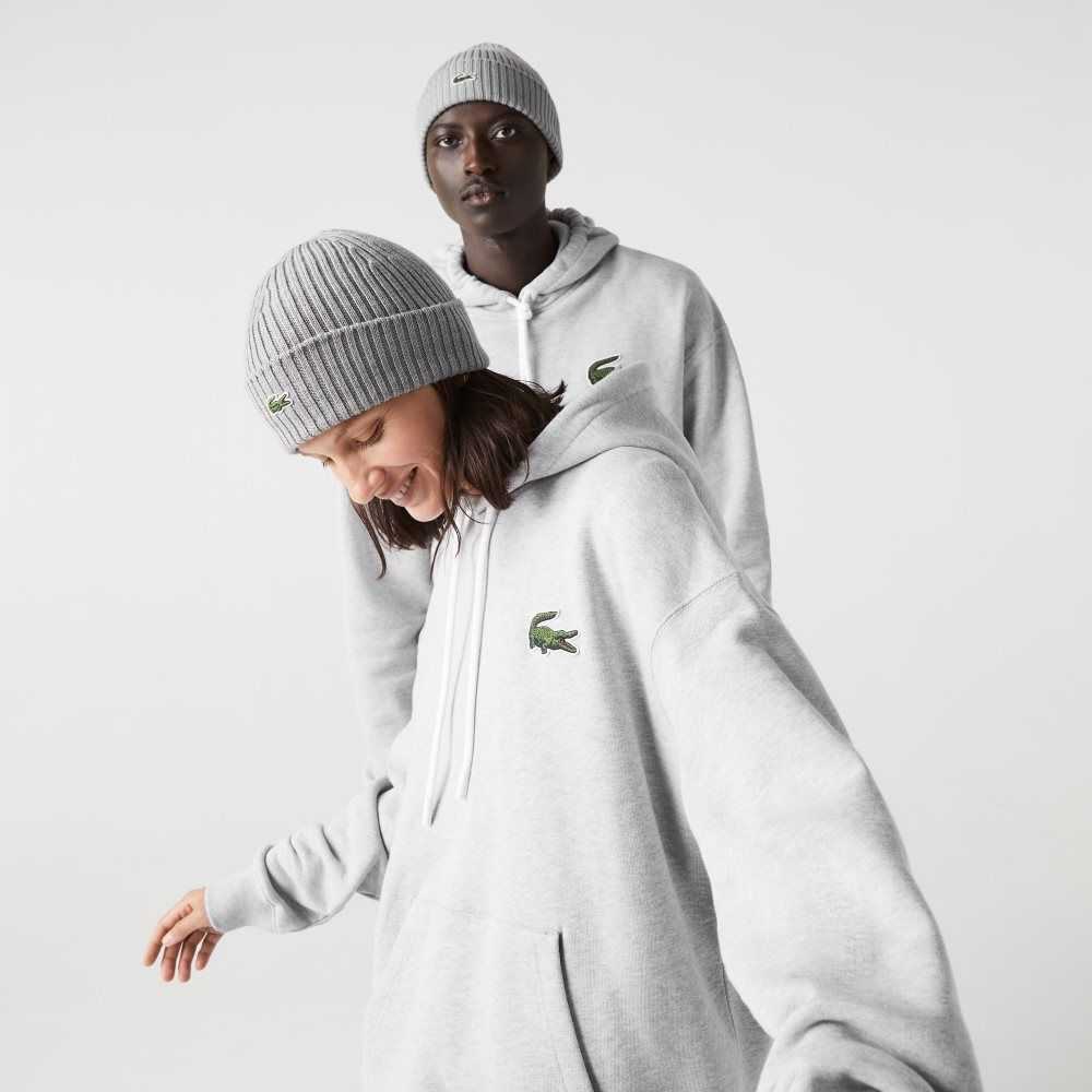 Lacoste Loose Fit Hette Organic Bomull Grå | 8027-DXINW