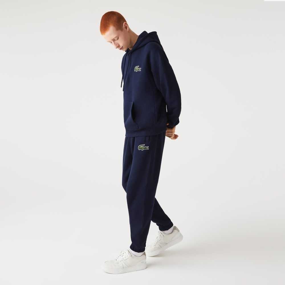 Lacoste Loose Fit Hette Organic Bomull Sweatshirt Marineblå Blå | 1039-KXENZ