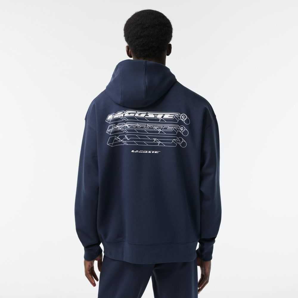 Lacoste Loose Fit Hoodie Blå | 0123-QLJVD