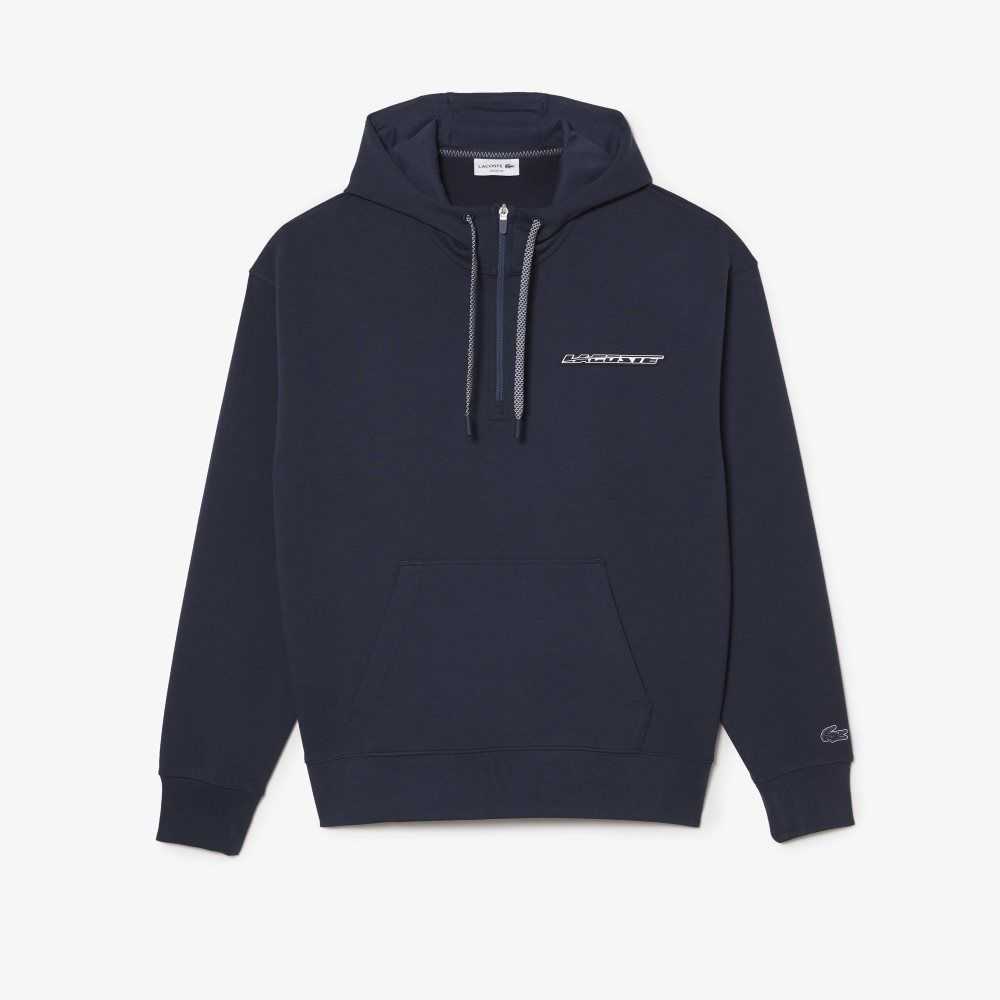 Lacoste Loose Fit Hoodie Blå | 0123-QLJVD