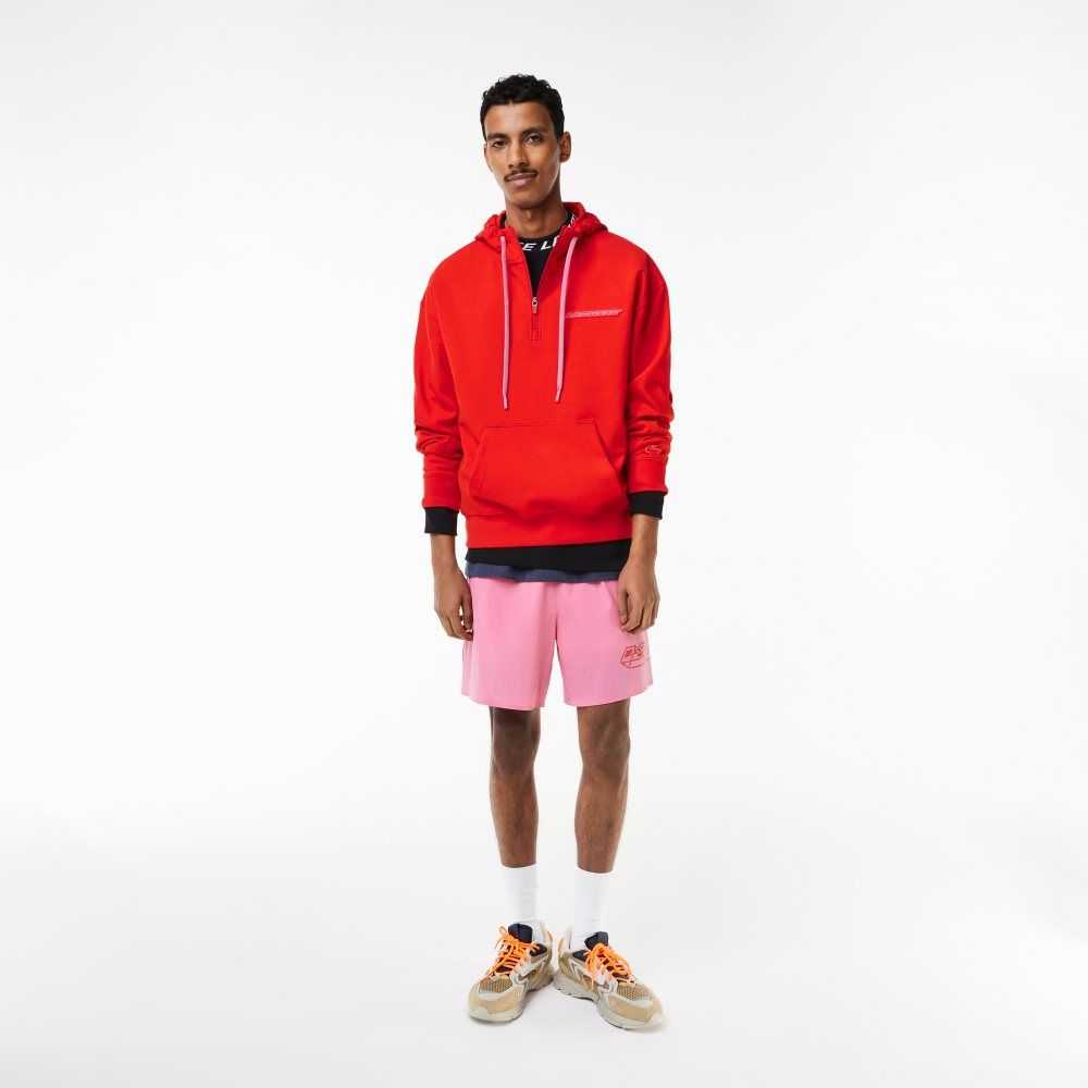 Lacoste Loose Fit Hoodie Rød | 2018-OXCFD