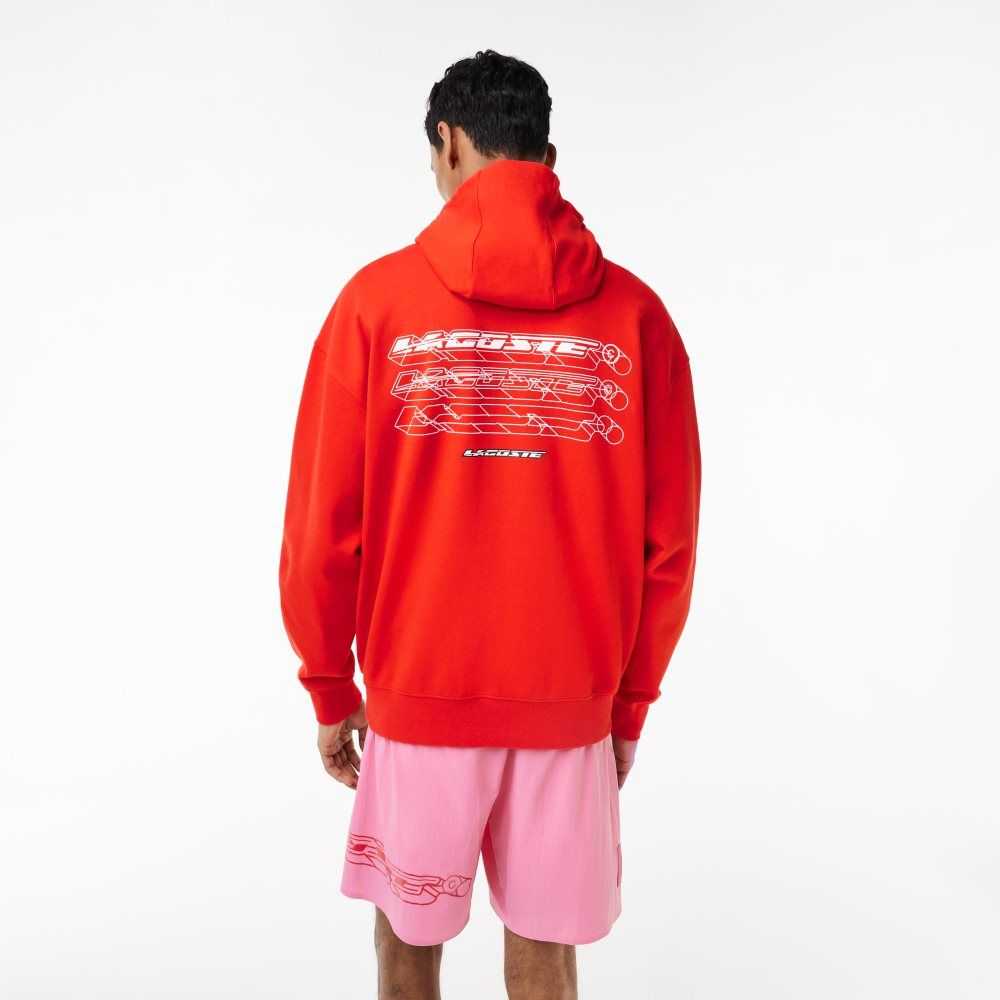 Lacoste Loose Fit Hoodie Rød | 2018-OXCFD