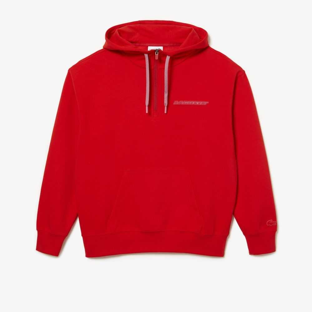 Lacoste Loose Fit Hoodie Rød | 2018-OXCFD