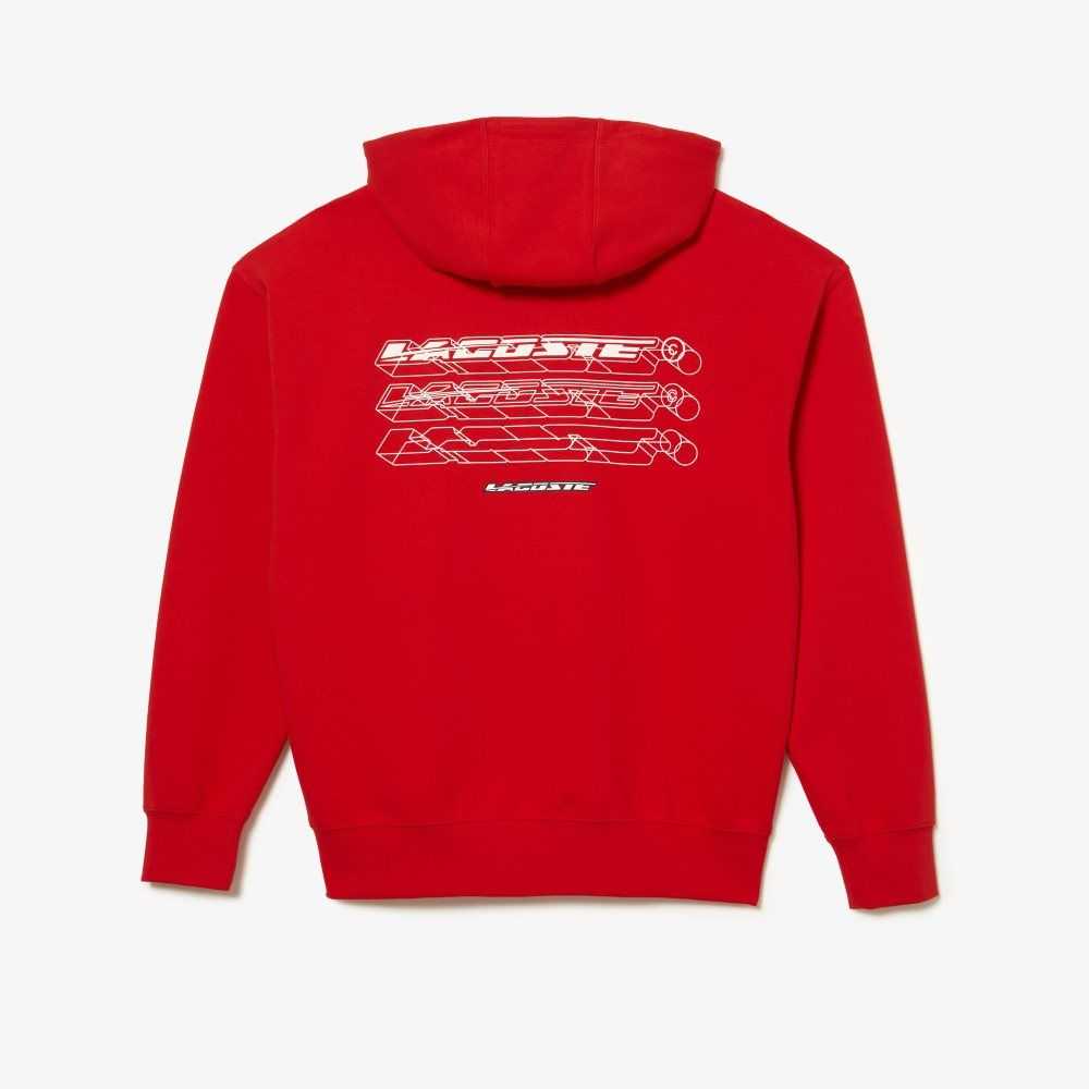 Lacoste Loose Fit Hoodie Rød | 2018-OXCFD