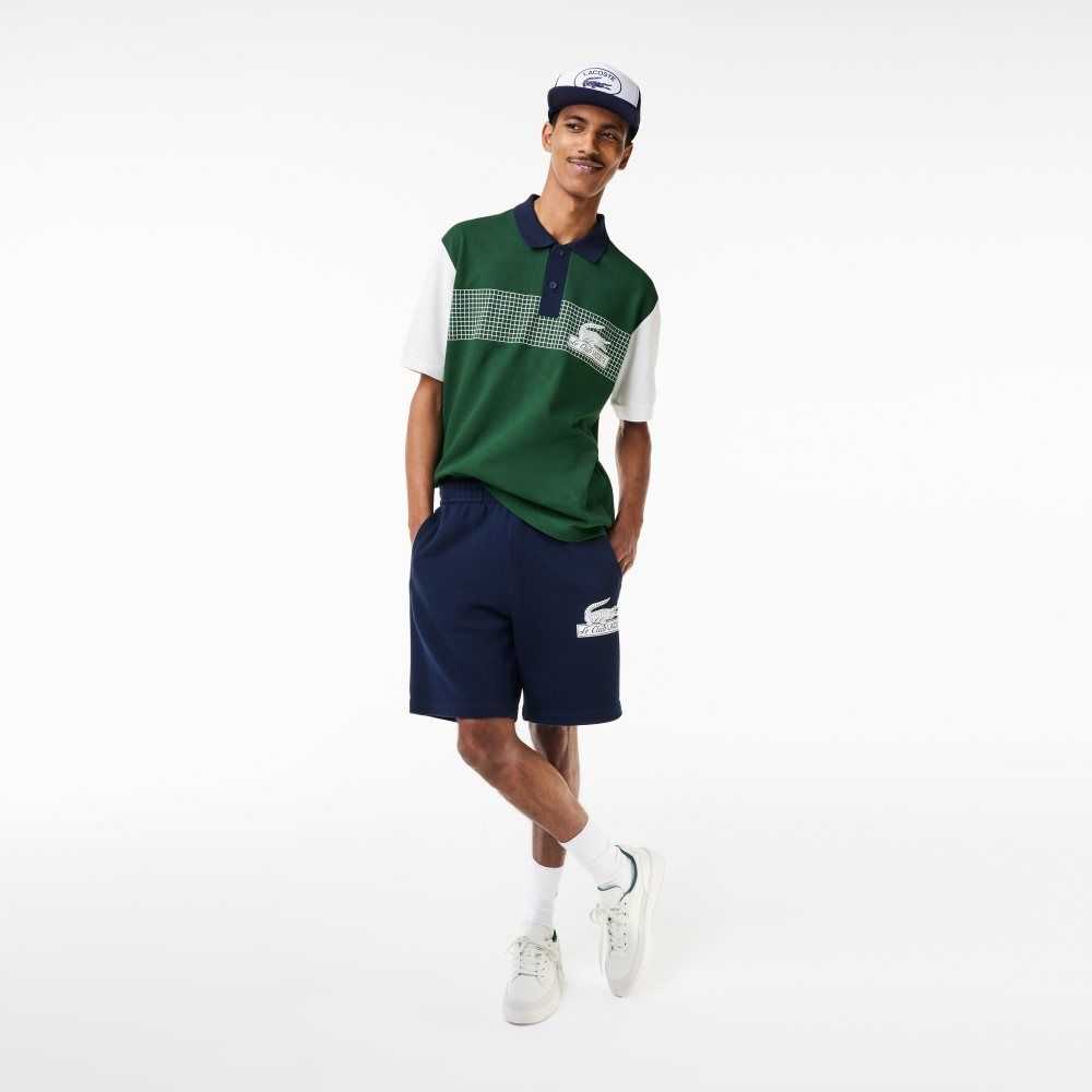 Lacoste Loose Fit Organic Bomull Grønn Hvite Marineblå Blå | 9714-KVQYE