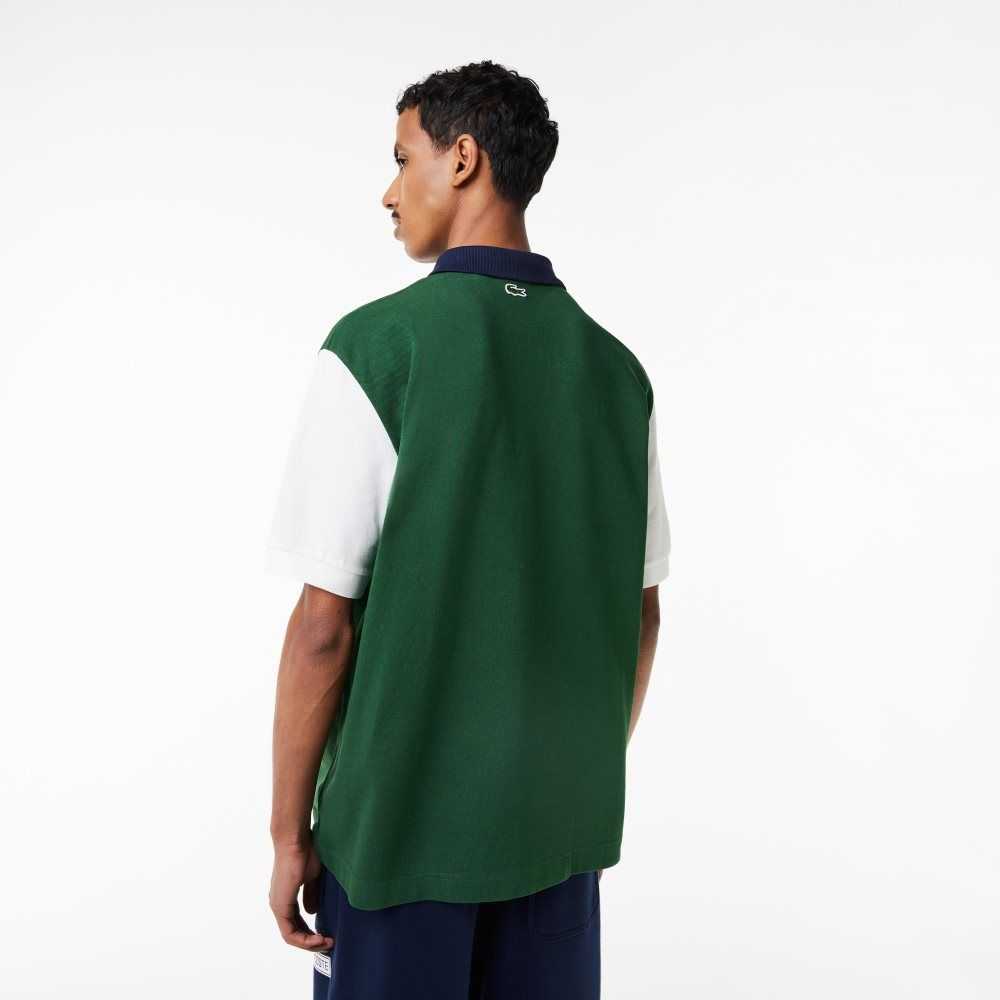 Lacoste Loose Fit Organic Bomull Grønn Hvite Marineblå Blå | 9714-KVQYE