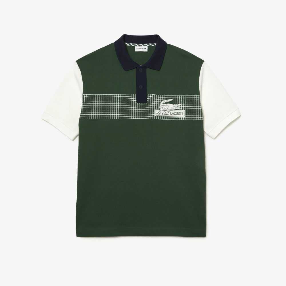 Lacoste Loose Fit Organic Bomull Grønn Hvite Marineblå Blå | 9714-KVQYE