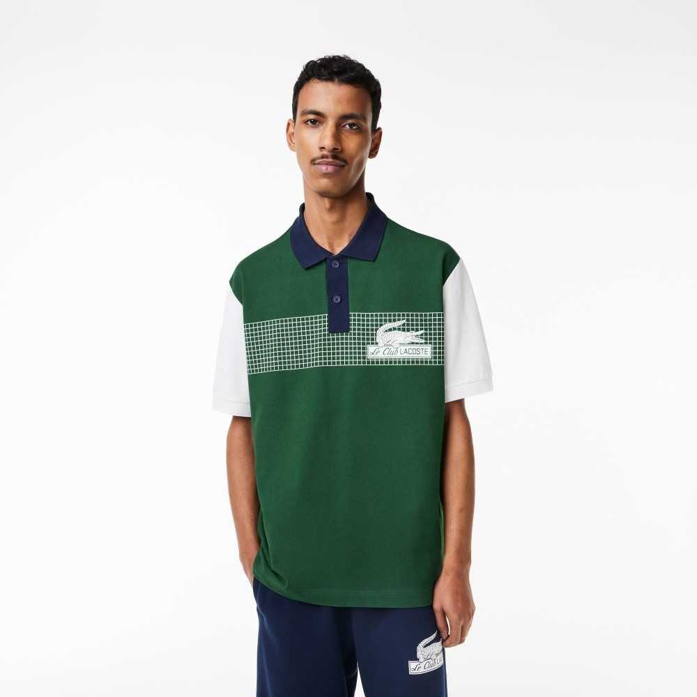 Lacoste Loose Fit Organic Bomull Grønn Hvite Marineblå Blå | 9714-KVQYE