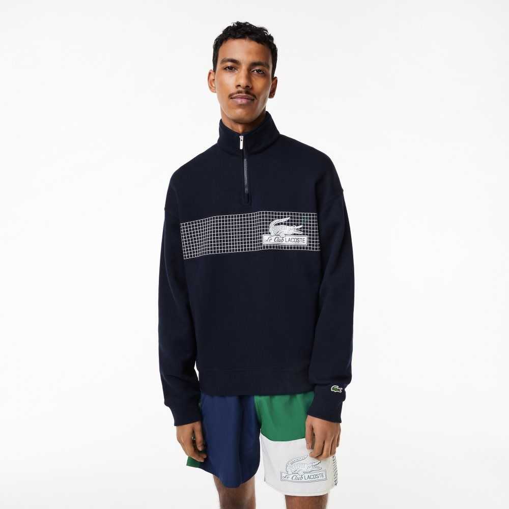 Lacoste Loose Fit Organic Bomull Half Zip Marineblå Blå | 0248-MTBKW