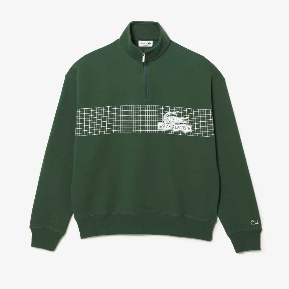 Lacoste Loose Fit Organic Bomull Half Zip Sweatshirt Grønn | 3845-VKUGN