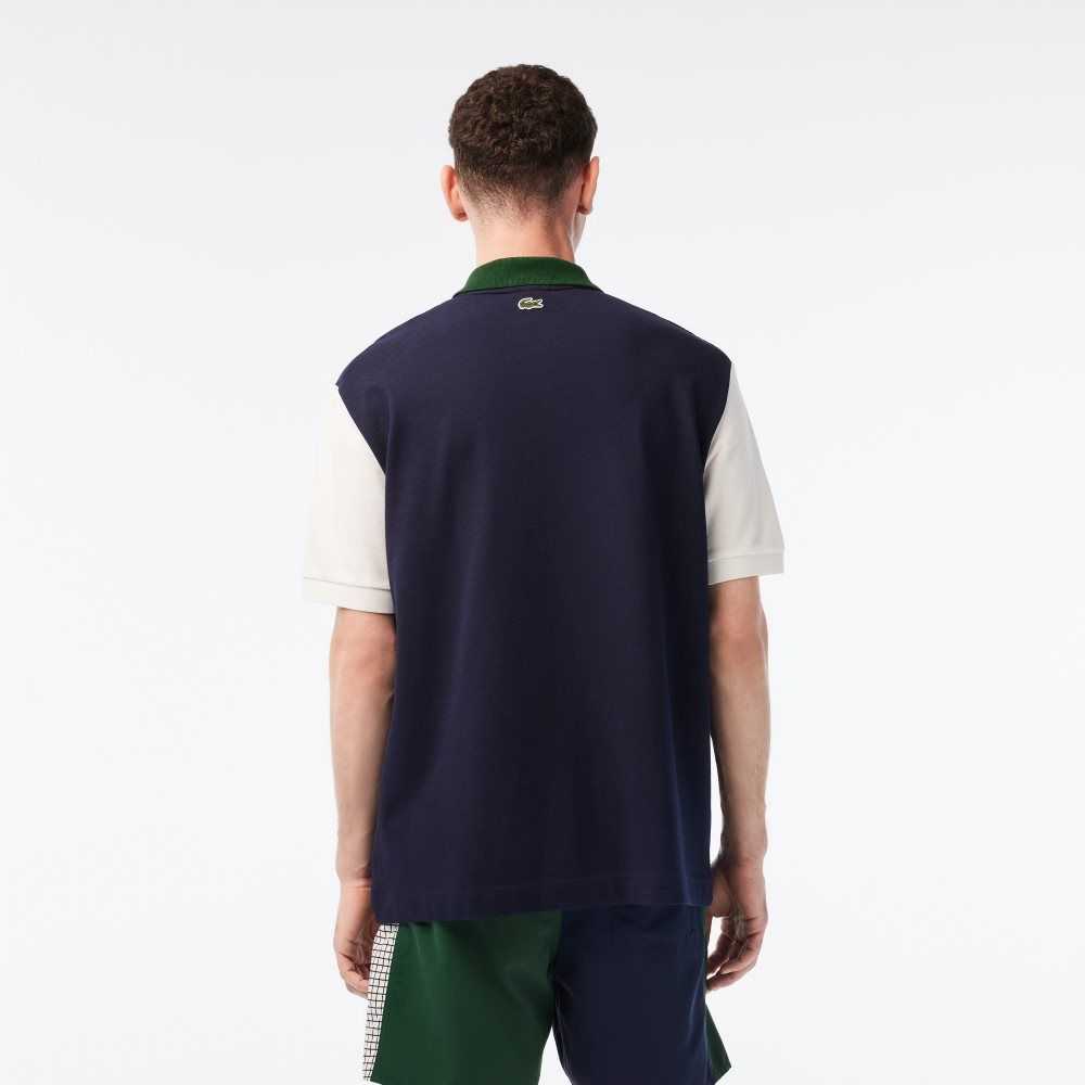 Lacoste Loose Fit Organic Bomull Marineblå Blå Hvite Grønn | 4637-UHPCR