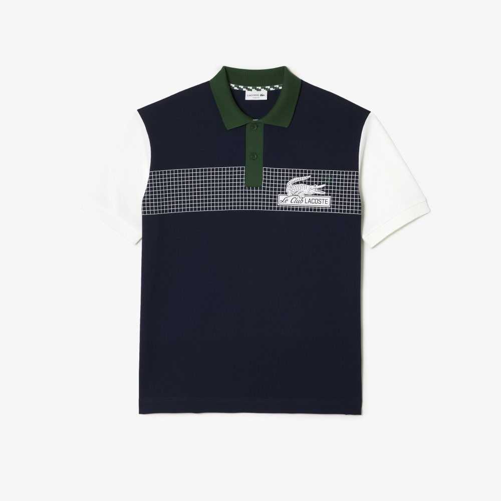 Lacoste Loose Fit Organic Bomull Marineblå Blå Hvite Grønn | 4637-UHPCR