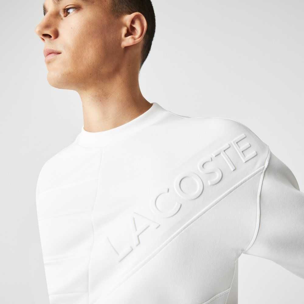 Lacoste Loose Fit Patchwork Effect Hvite | 3456-RPBGY