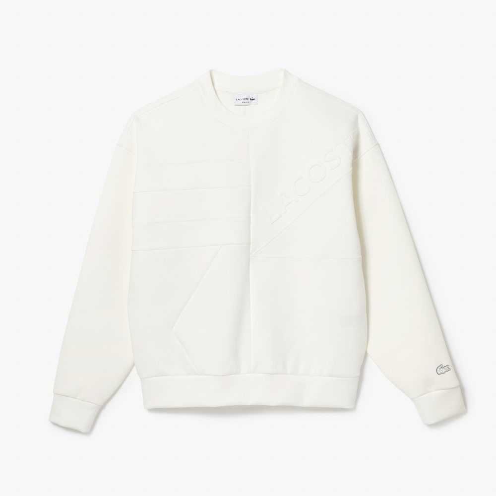 Lacoste Loose Fit Patchwork Effect Hvite | 3456-RPBGY