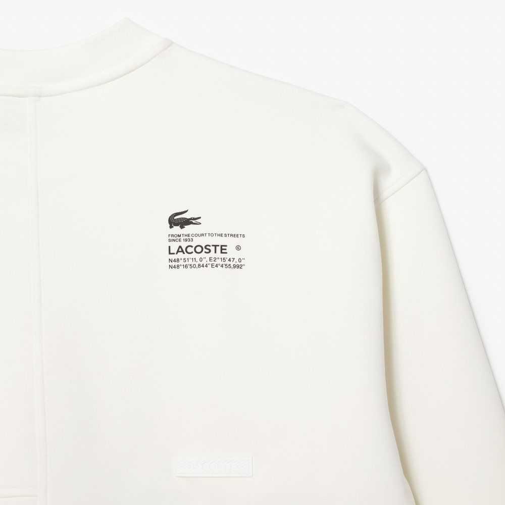 Lacoste Loose Fit Patchwork Effect Hvite | 3456-RPBGY