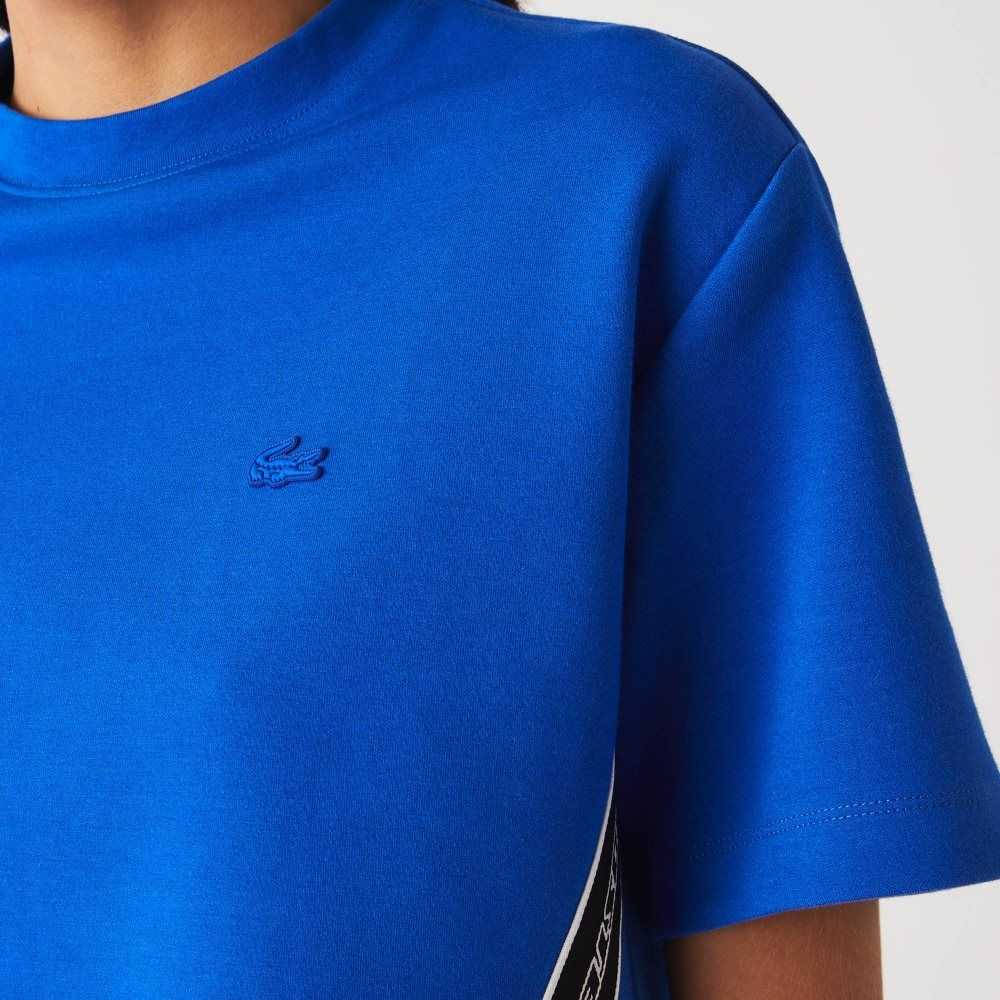 Lacoste Loose Fit Printed Bands T-Shirt Blå | 0678-BVPIH