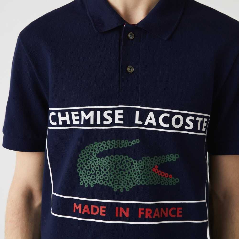 Lacoste Made in France Regular Fit Organic Bomull Marineblå Blå | 5694-MDFER