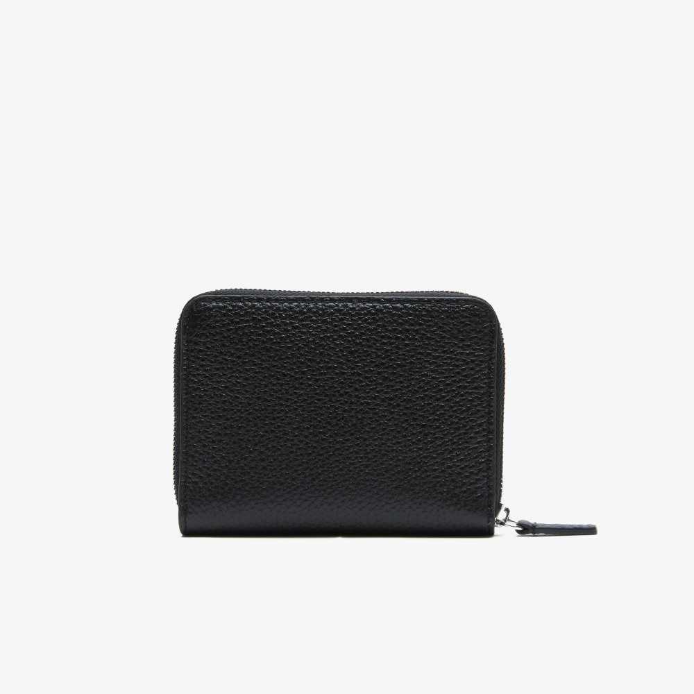 Lacoste Metal Plate Small Zip Wallet Svarte | 2937-IQHFC