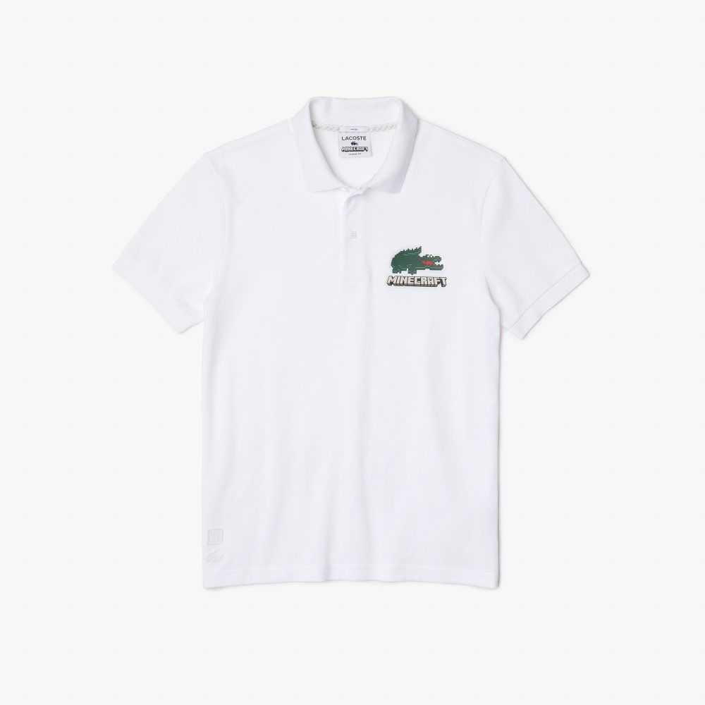 Lacoste Minecraft Classic Fit Organic Bomull Hvite | 1264-CTZXH