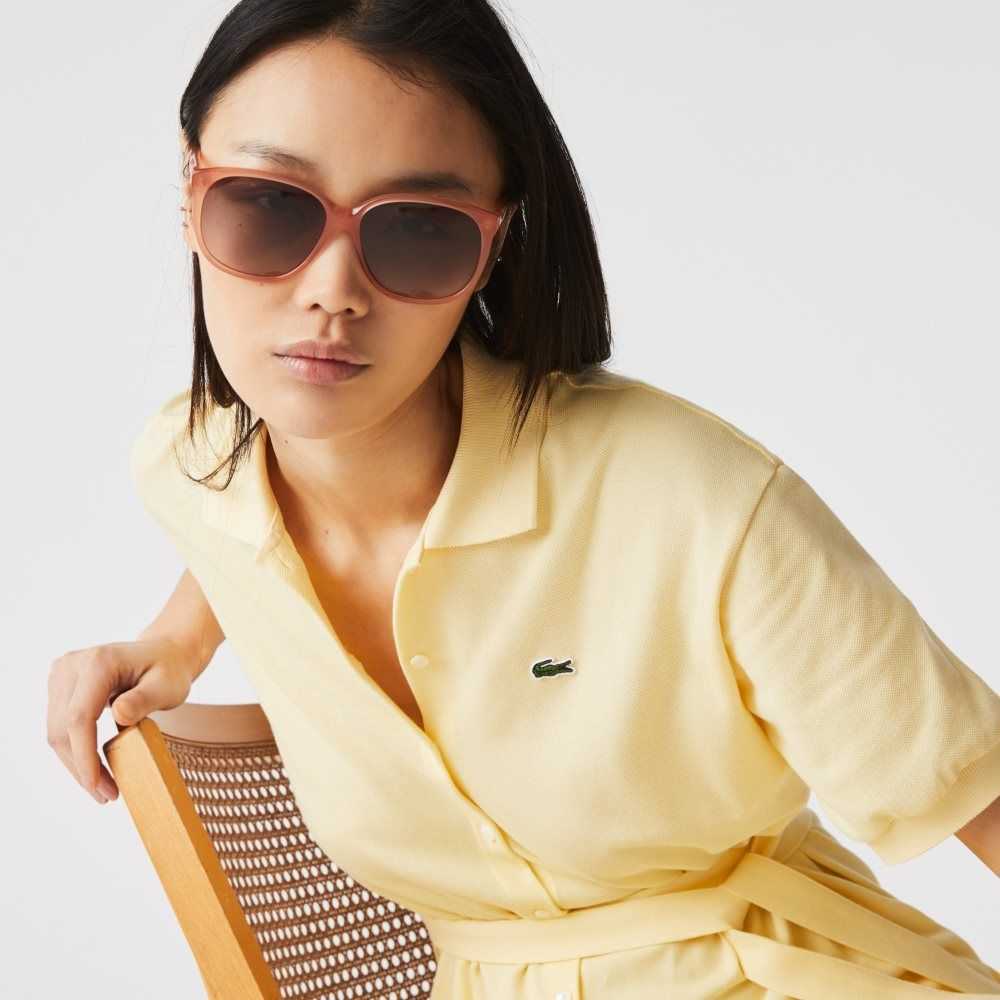 Lacoste Modified Rectangle Acetate Oversize Look Rosa | 8264-VHPNK