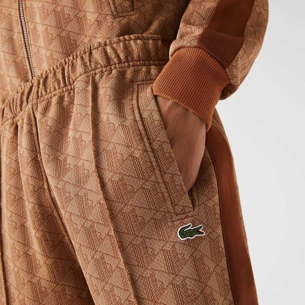 Lacoste Monogram Print Beige Brune | 6743-DBAJX