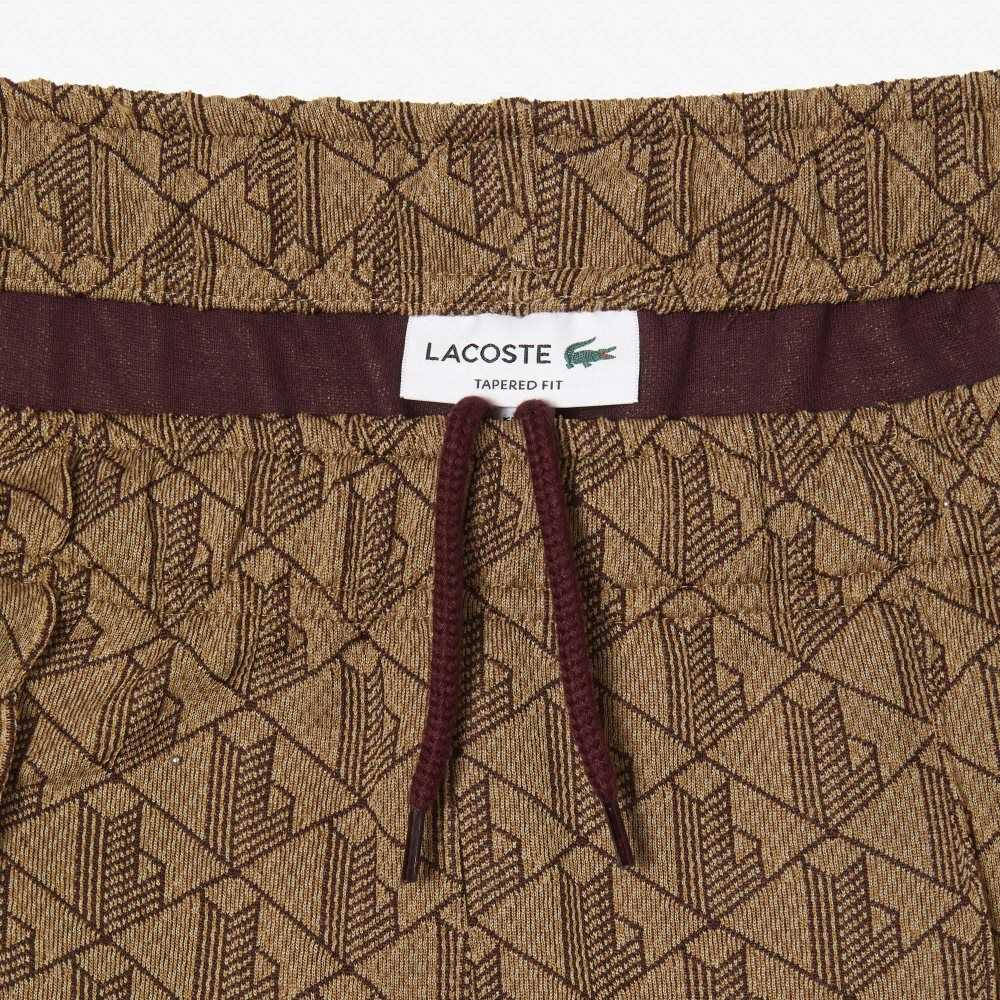 Lacoste Monogram Print Beige Burgunder | 7304-DNEGF