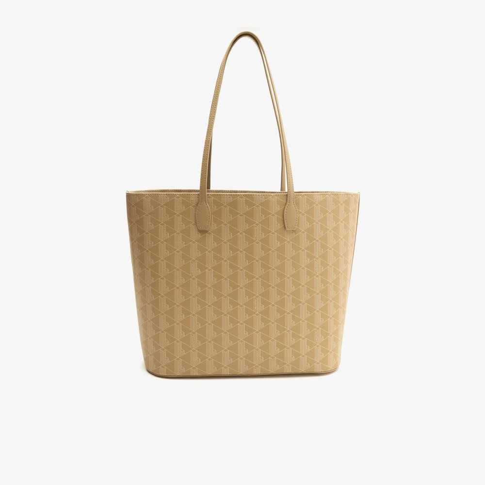 Lacoste Monogram Print Tote Beige | 0372-MSCXB