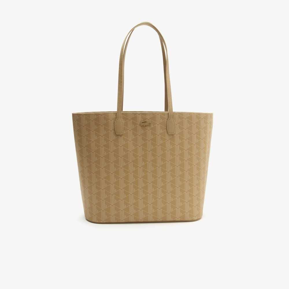 Lacoste Monogram Print Tote Beige | 0372-MSCXB