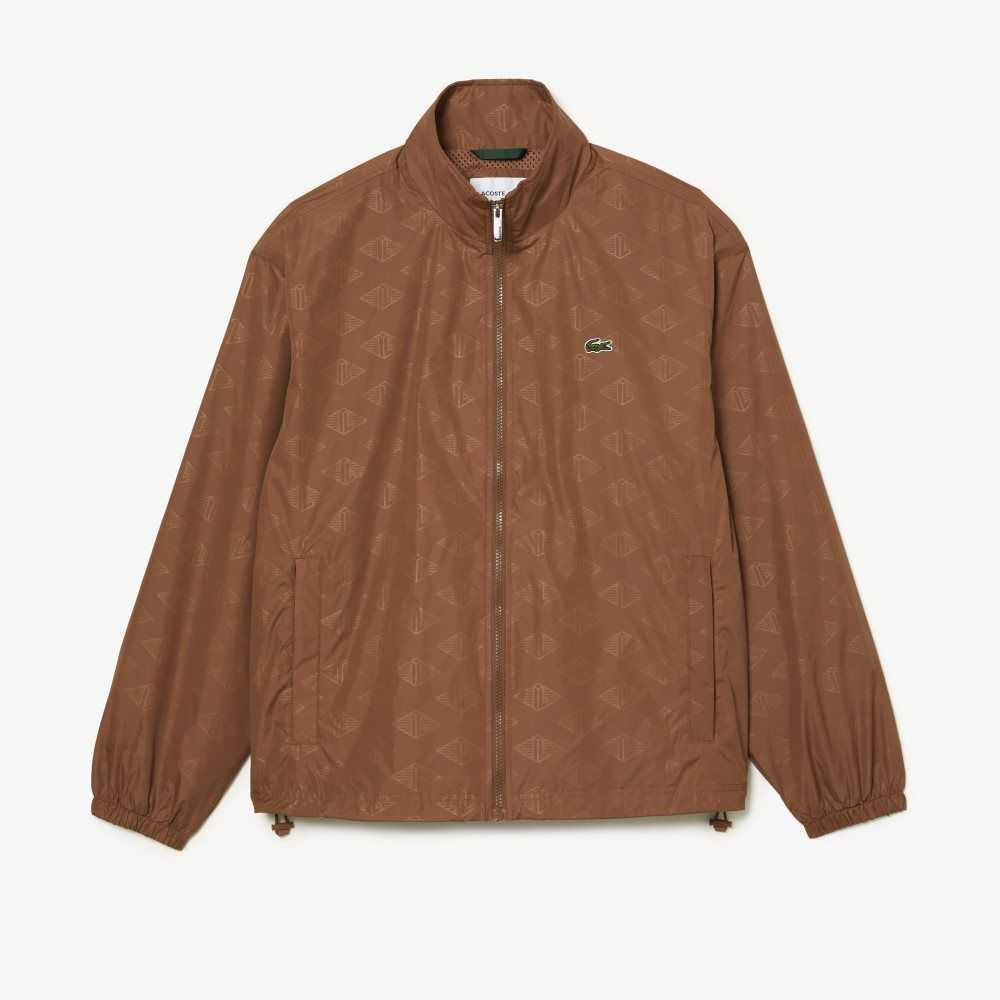 Lacoste Monogram Print Track Jacket Lyse Brune | 5410-WXZPN