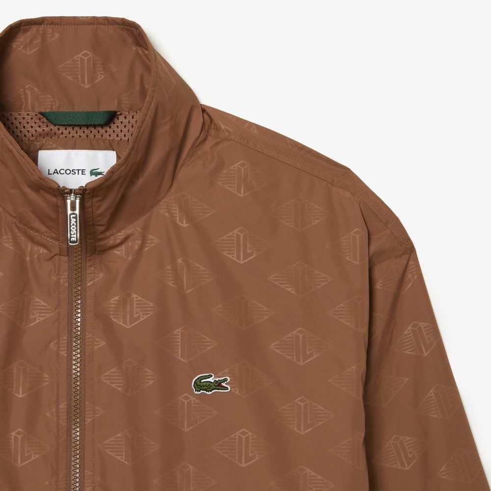 Lacoste Monogram Print Track Jacket Lyse Brune | 5410-WXZPN