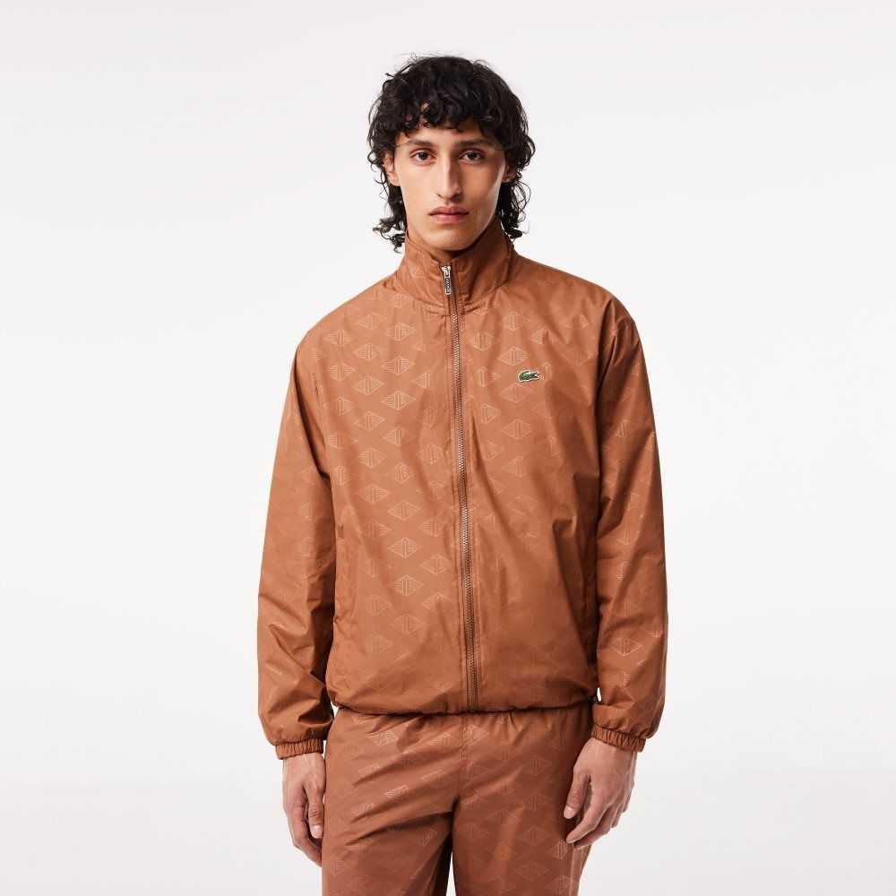 Lacoste Monogram Print Track Jacket Lyse Brune | 5410-WXZPN