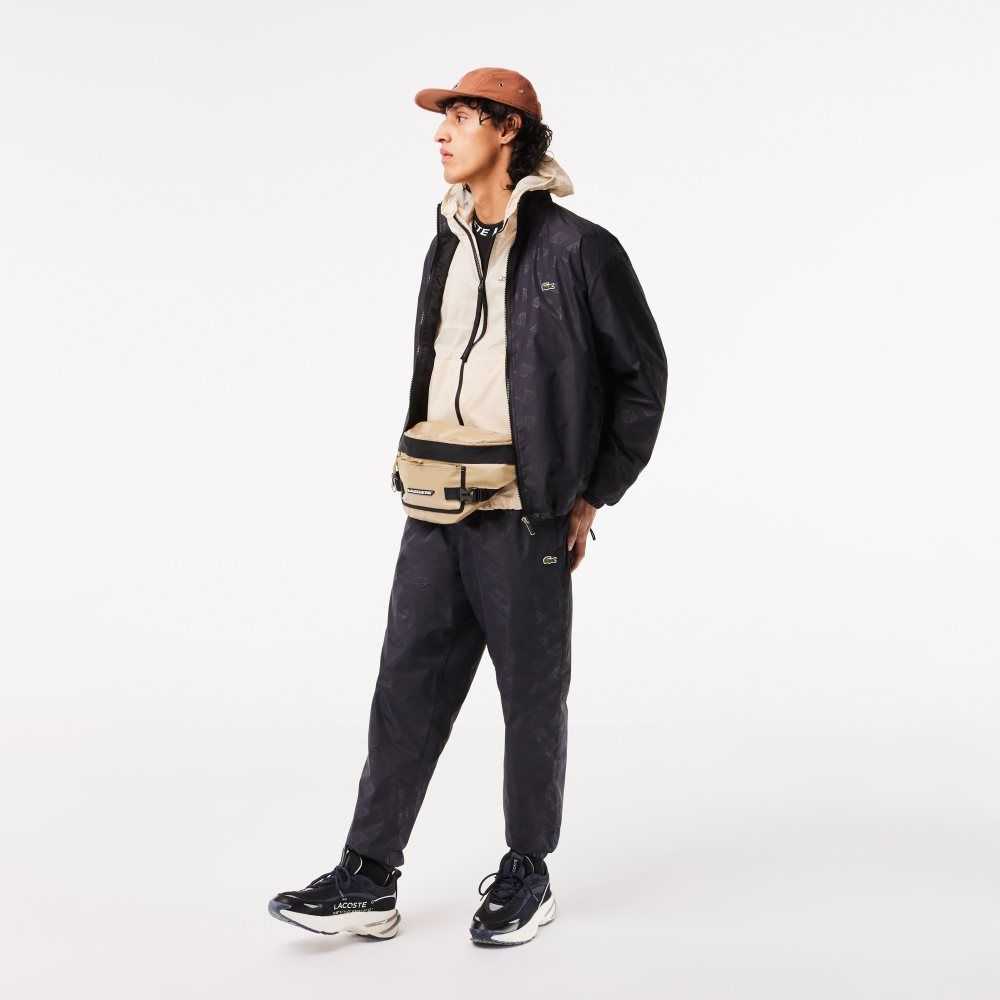 Lacoste Monogram Print Track Jacket Svarte | 8276-CAOZV