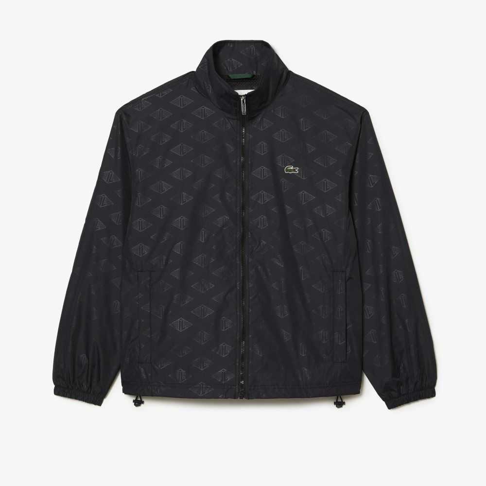 Lacoste Monogram Print Track Jacket Svarte | 8276-CAOZV