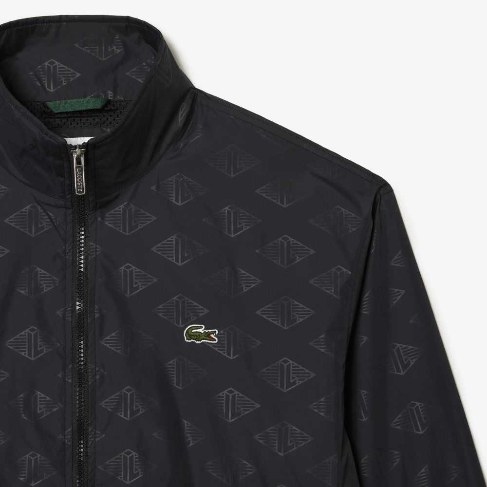 Lacoste Monogram Print Track Jacket Svarte | 8276-CAOZV