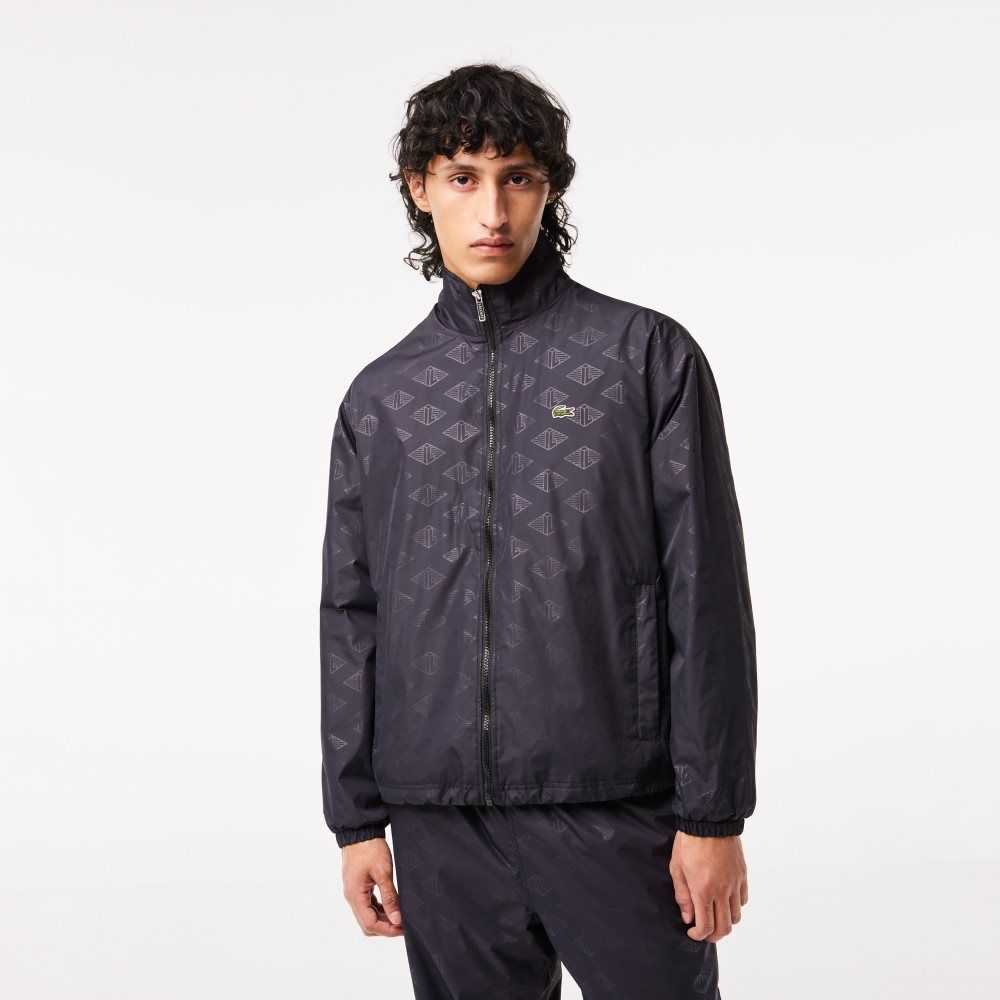 Lacoste Monogram Print Track Jacket Svarte | 8276-CAOZV