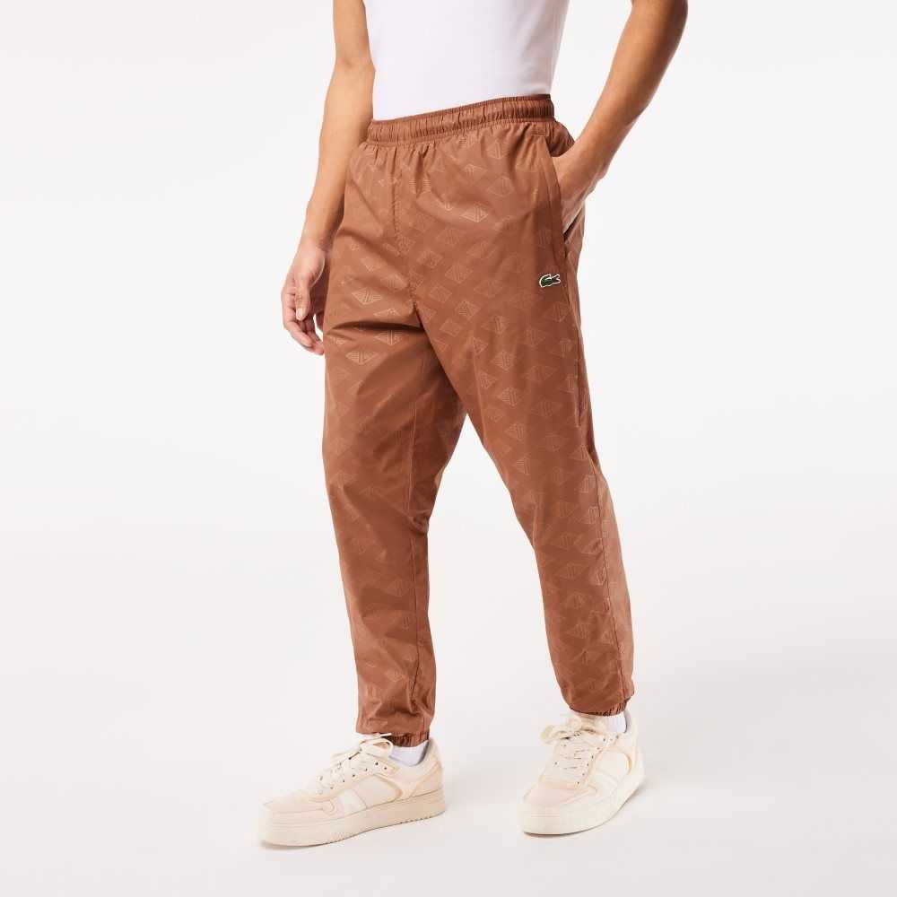 Lacoste Monogram Print Track Pants Lyse Brune | 3028-GKQDS