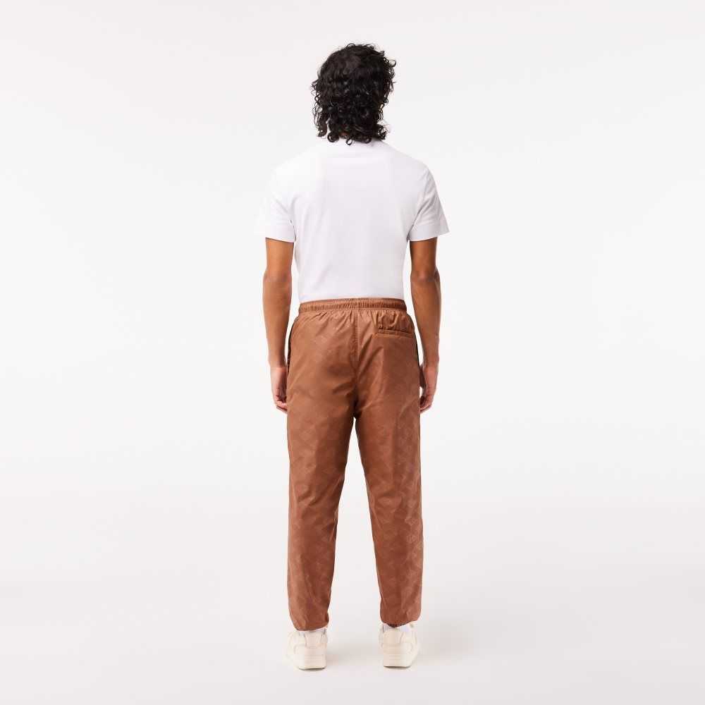 Lacoste Monogram Print Track Pants Lyse Brune | 3028-GKQDS